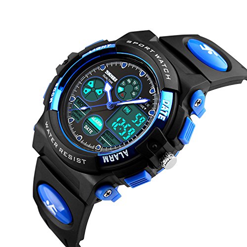 Image of Dayllon Boys Watch,Kids Watch for 5-15 Year Old Boys,Digital Sport Outdoor Multi Function Waterproof with LED Alarm Calendar Analog Watch for Kids Gifts