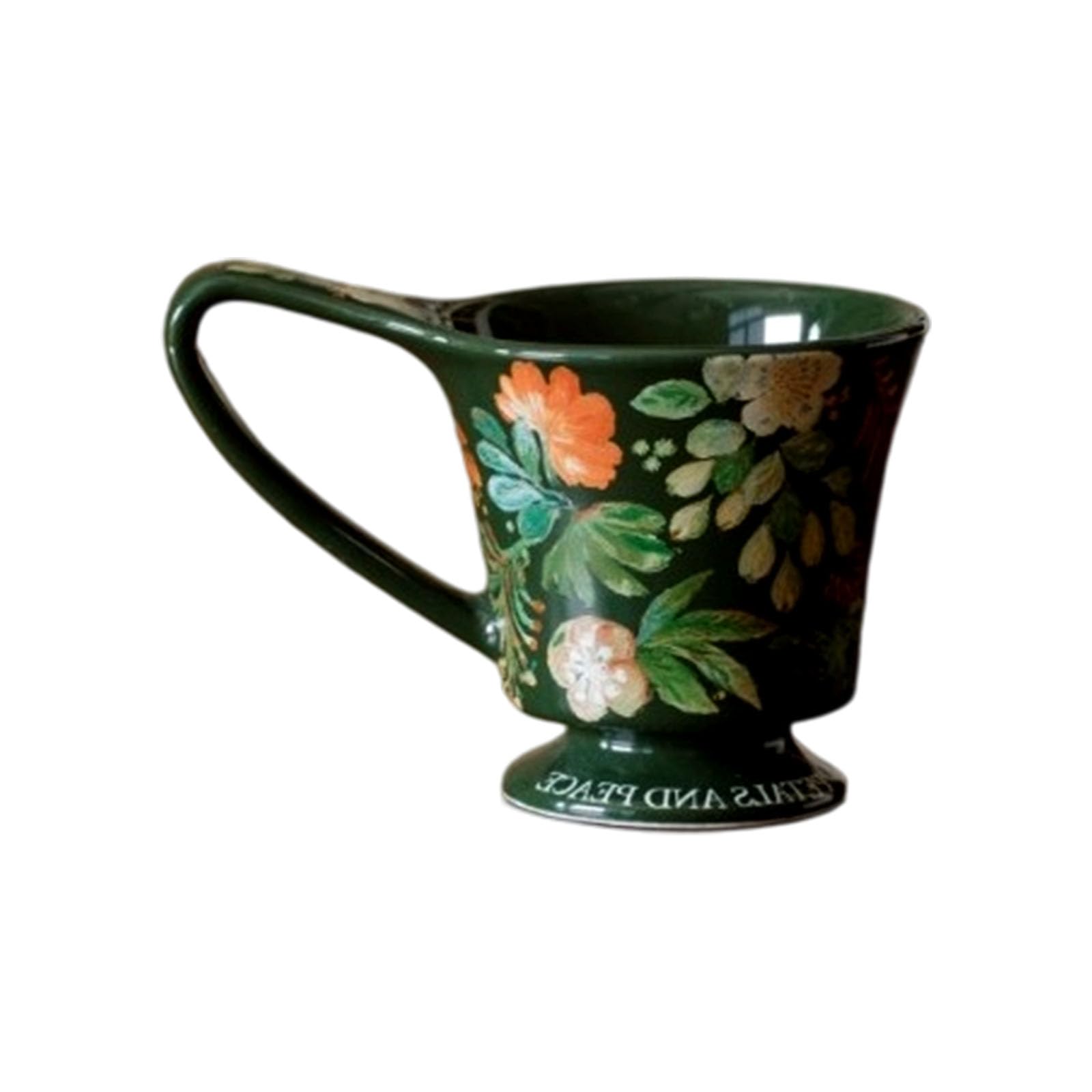 Tsophreniq Artistic Ceramic Drinking Mug with Ergonomic Handle Beverage Drinkware Multipurpose Beverage Cup for Hot Cold Drink Flower Themed Cup with Handle