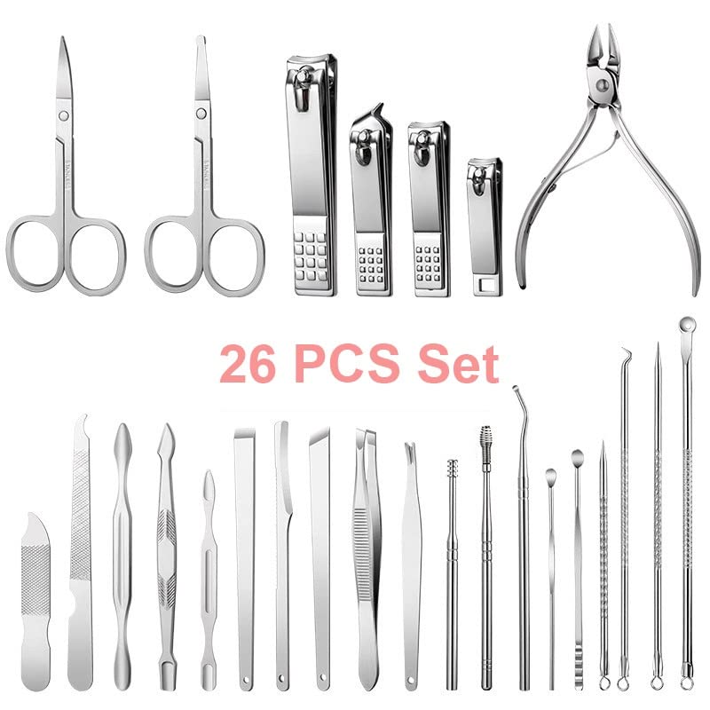 Maniküre-Set aus Edelstahl: Nagelknipser, Schere, Nagelhautzange, Werkzeugset mit Reiseetui,C-As Shown