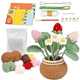 Kit De Fleurs Au Crochet pour Débutants, Ensemble D'accessoires en Tricot Facile avec Instructions, Bouquet De Fleurs en Pot, Kits De Crochet DIY
