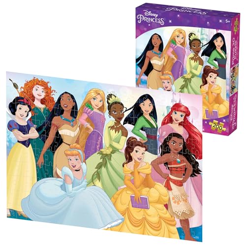 Prime 3D Disney Princess Collection Puzzle – 200 Piece 3D Lenticular Jigsaw for Kids & Families, 24'x18' Magical Activity with Motion, Official...
