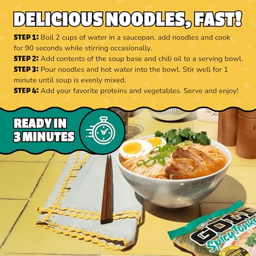 Image of Maruchan Gold Ramen Noodle Soup, Spicy Tonkotsu Flavor - Restaurant Quality Japanese-Style Instant Noodles, Quick & Easy Meal - 3.2 Oz. (5 Pack)