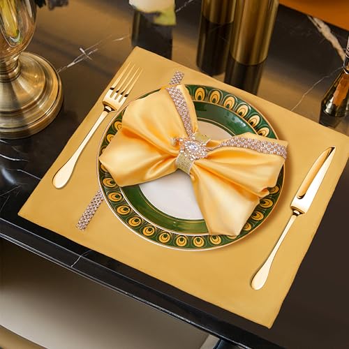 Servilletas de tela y servilleteros dorados de lujo para un regalo inolvidable de bodas 3