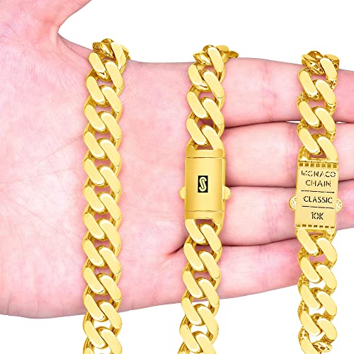 Nuragold 10k Real Yellow Gold Royal Monaco Miami Cuban Link Necklace 16"-30" (5mm-20mm) Italian Jewelry for Men & Women4