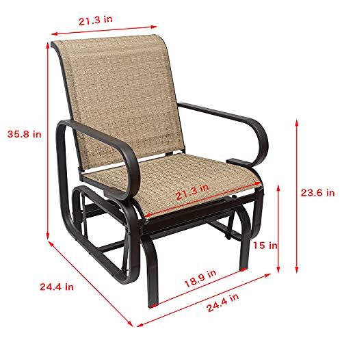 Outdoor Glider Rocker Patio Chair, Porch Swing Glider Chair Comfortable Rocking Chair, Sling Fabric Single Glider Patio Chair For Garden Porch Backyard Lawn. #TOP2