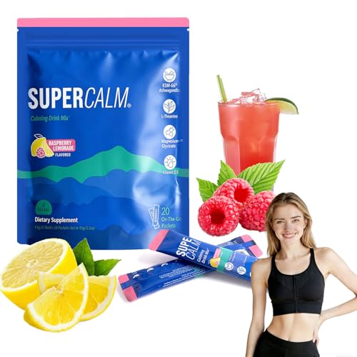Cortisol Cocktail Pulver Super Calm Cortisol Drink Supercalm cortisol Drink für Cortisol Senken Enthält Zitrone und Himbeere Entspannt Bleiben & Stress Natürlich Reduzieren - 20 Stück
