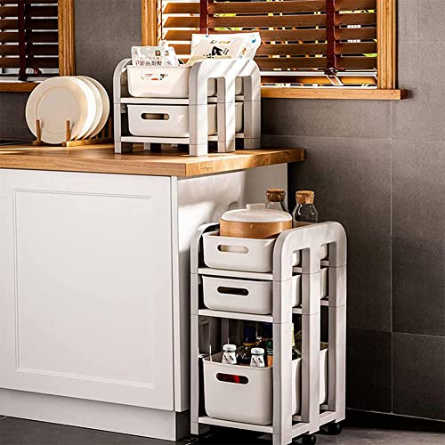 Carrello portaoggetti con ruote, versatile organizer per bagno, cucina, ufficio e casa, elegante salvaspazio con facile mobilità