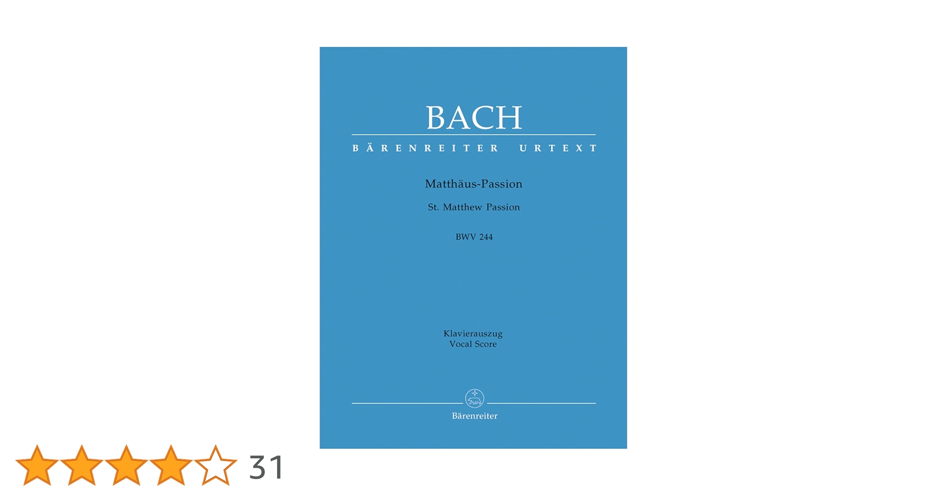 スコア　バッハ　マタイ受難曲 BWV 244　楽譜　棚Nb20 スコア バッハ マタイ受難曲 BWV 244 楽譜 棚Nb20 - メルカリ