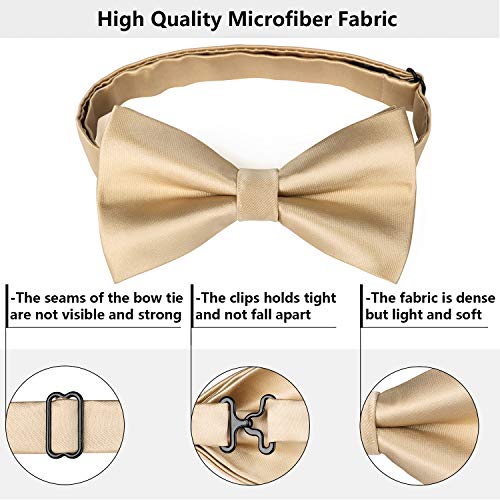 Image of HISDERN Bow Ties for Men Pretied Bowties Classic Formal Business Bow Tie Adjustable Tuxedo Bowtie for Wedding Party