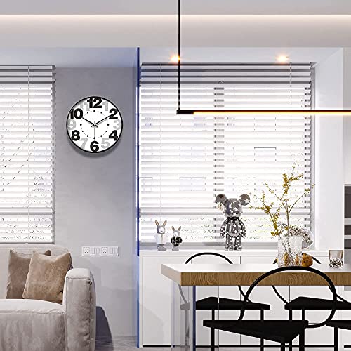 Image of TEKCOOL Wall Clock 12 inch Silent Quartz Decorative Wall Clock Non-Ticking Classic Digital Clock Battery Operated Round Easy to Read Handheld Complete Home /Kitchen /Bedroom(433);