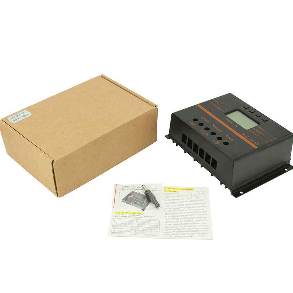 Regulador de carga solar, 80 A, panel solar, regulador de carga de batería, generación de energía fotovoltaica, pantalla LCD de 12 V/24 V