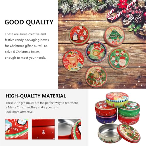 Luxshiny Christmas Cookie Tins - Set of 6 Round Nesting Boxes for Holiday Treats