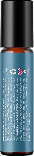 Miniatura 6 de Breathe - Rodillo de aceite esencial de aromaterapia con aceites esenciales vigorizantes, mezcla refrescante de aceites esenciales con aceites