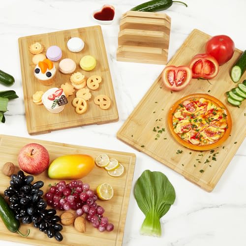 Set de 3 tablas de cortar de bambú con soporte miniatura 7