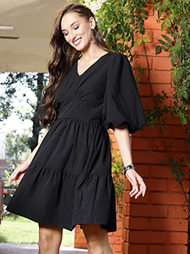 Image of SERA Women's Polyester Fit and Flare Standard Length Dress