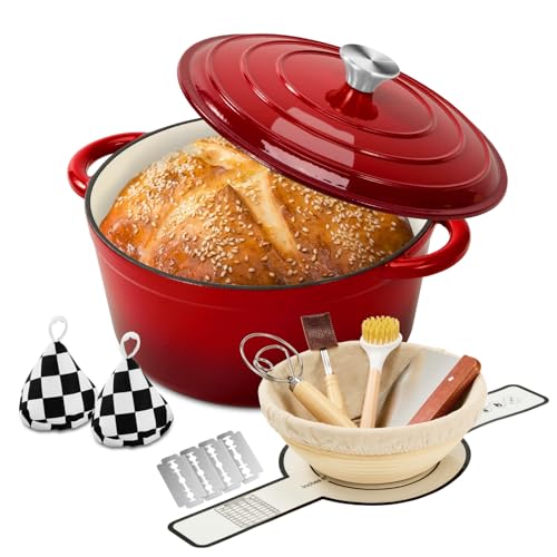 Blingco Enameled Cast Iron Dutch Oven pot 6.5 QT with Lid for Bread Baking