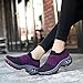 LEADER SHOW Women's Slip-On Walking Shoes Comfortable Loafers Casual Non-Slip Nursing Shoes Fashion Platform Sneakers (8.5, Purple)