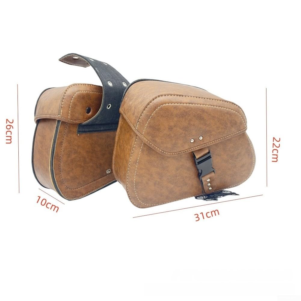 Sacoches de selle de moto vintage, sacoches latérales de grande capacité, imperméable, en cuir PU, sac à bagages de moto (serrure à code)