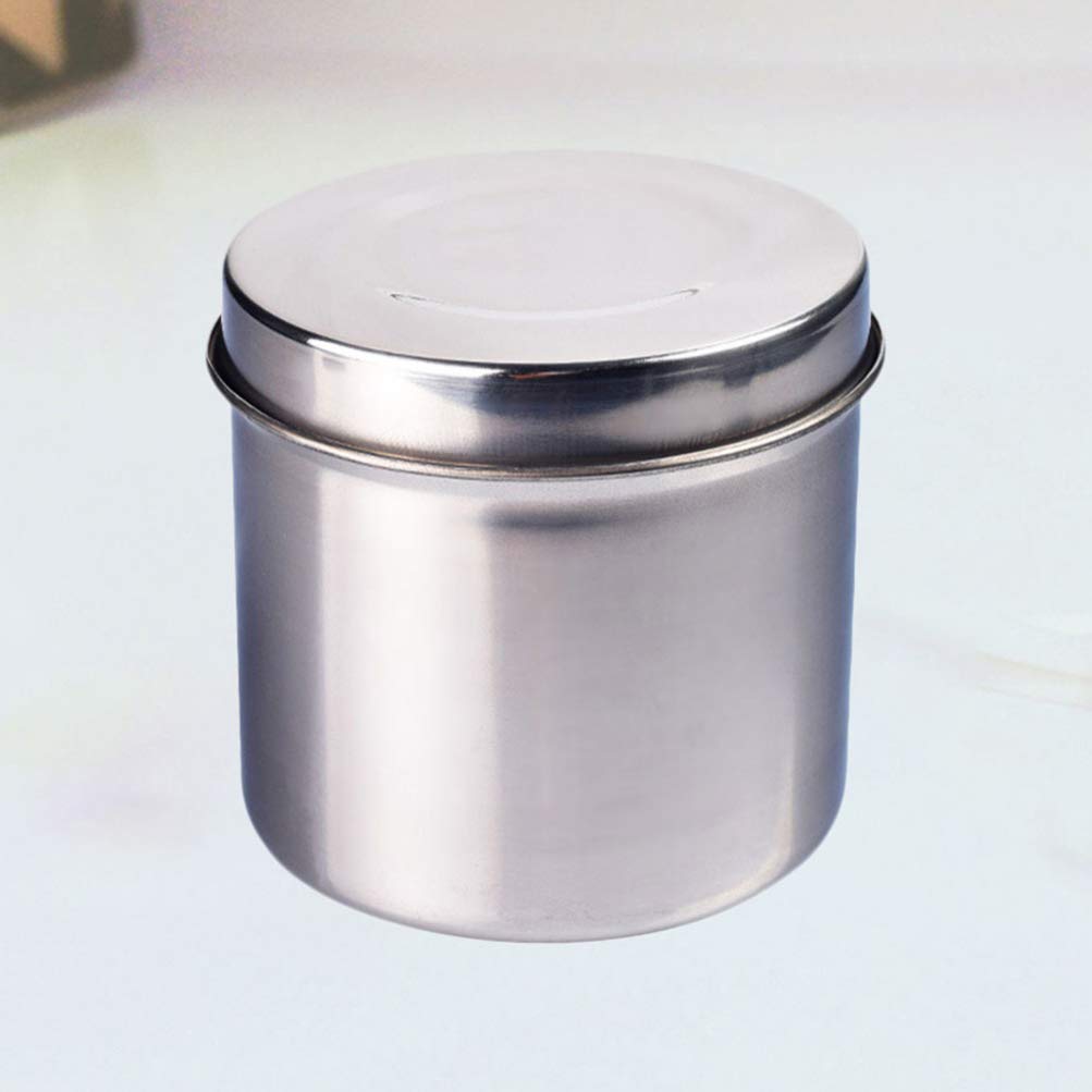EXCEART 8cm Runde Metall Dose Edelstahl Medizinisches Instrumente Chirurgische Box Transportbehälter mit Deckel für Krankhaus Klinik Silber 2 Stück