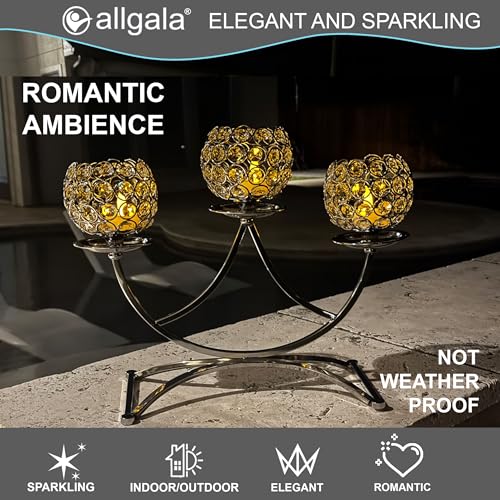 Image of Allgala 3-Arm Bowls Tealight Candelabra Candle Holder-Silver-HD89006