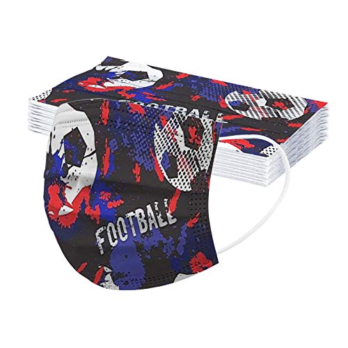 [USA in Stock] Children\'s Soccer Football Printing Disposable Face-Mask,Adjustable Sports Fans Accessories Novelty Gifts, Kids Cute Cartoon Decorative Sports Bandana for Girls Boys 50 PCS - Thumbnail 3