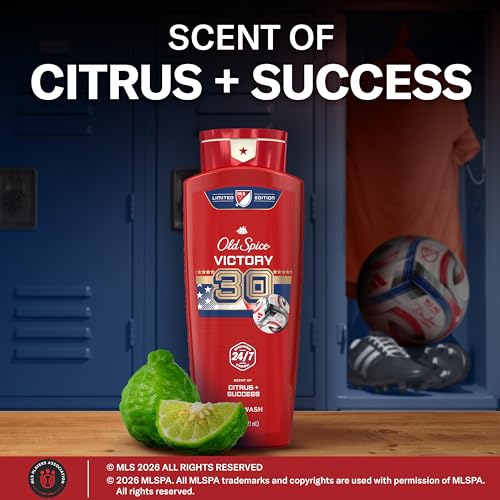Image of Old Spice Body Wash for Men, MLS Victory, Long Lasting Scent, Freshness that Lasts All Day, Cleanse & Refresh Skin, Limited Edition, Citrus + Success Scent, 21 oz