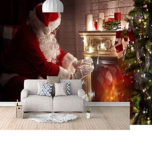 Peinture murale Père Noël 3D grand format sur canevas adhésif
