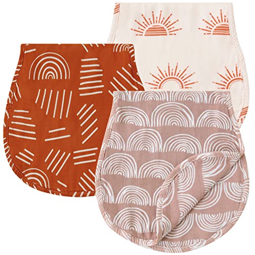 Image of LifeTree Muslin Baby Burp Cloths - Ultra Soft 3 Pack 70% Viscose from Bamboo and 30% Cotton Large 22'' by 10'' Absorbent Milk Spit Up Rags - Burping Cloths for Newborn, Girls Boys