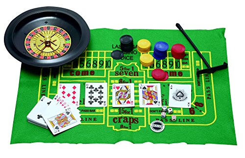 5 in 1 Casino Games Set Roulette,Poker, Black Jack, Craps, has Chips,Mats, Dices