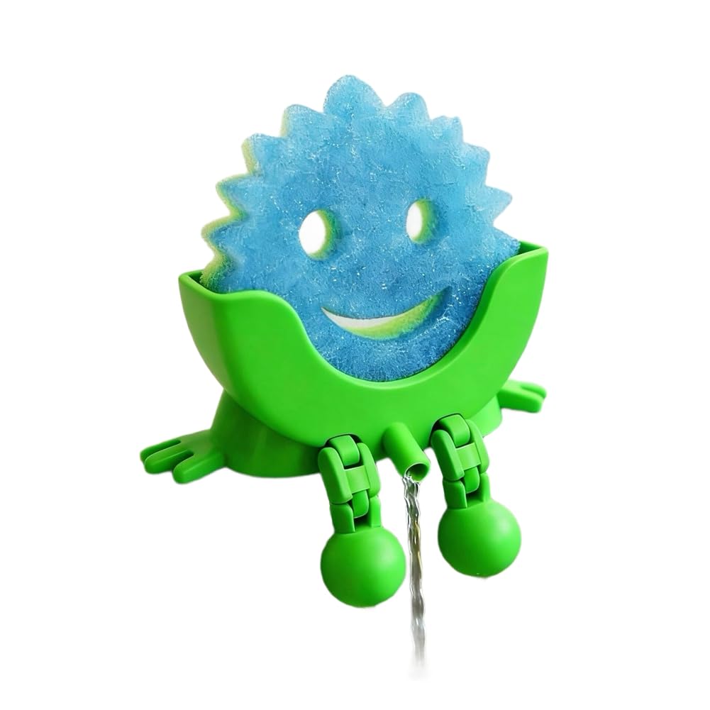 UDSKNV[KSL Cute for Kitchen Sink Sponge Holder with Drainage, Ponge Holder, Peeing Scrub Sponge Mounting Green