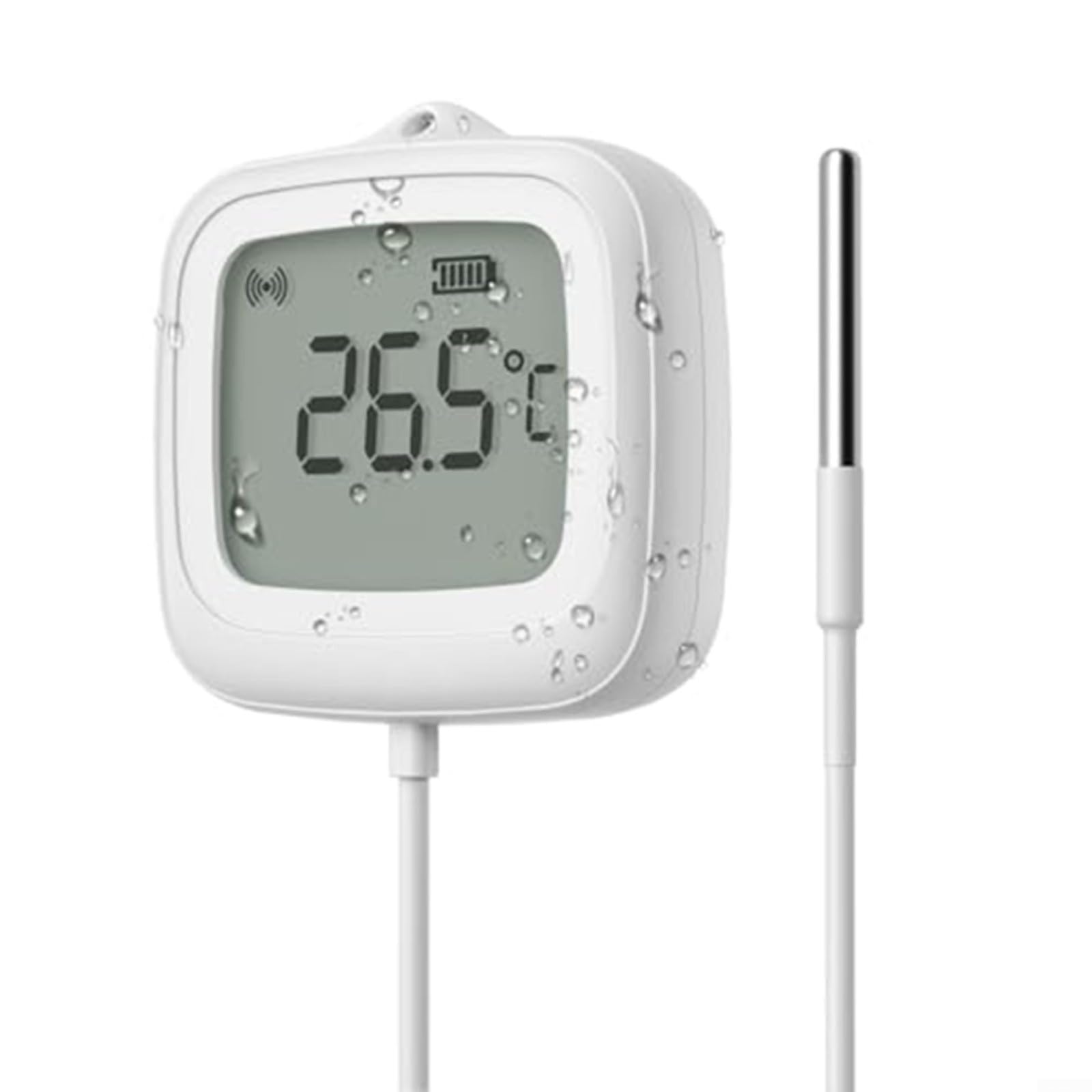 SNZB-02LD Sensor de temperatura y humedad impermeable para Zigbee con carcasa IP65, sonda de acero inoxidable 304 de 1,5 m, pantalla LCD, ideal para piscinas, cocinas y baños