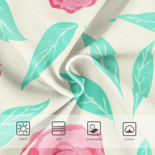 Red Flower Turquoise Leaves Beige Panties for Girl Toddler Underwear Custom Cotton Cartoon Underpants Briefs 2t3