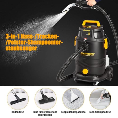 Vacmaster VK1330PWR 1300W 30L 3-u-1 usisavač mokro suhi usisavač s dizajnom s dva spremnika čistač poda za tvrde podove tepisi, stroj za čišćenje tepiha