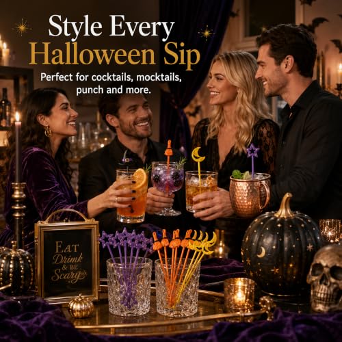 36 Pack Halloween Cocktail Stirrers, 7.1in Witch Hat Swizzle Sticks - image 8
