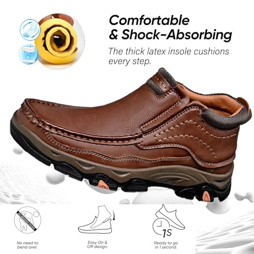 Men's Vintage Leather Mid-top Hands Free Chukka Boots Comfortable Handmade Non-Slip Wear resistance Outdoor Lightweight Casual Boots Driving Walking Hiking Work Loafers3
