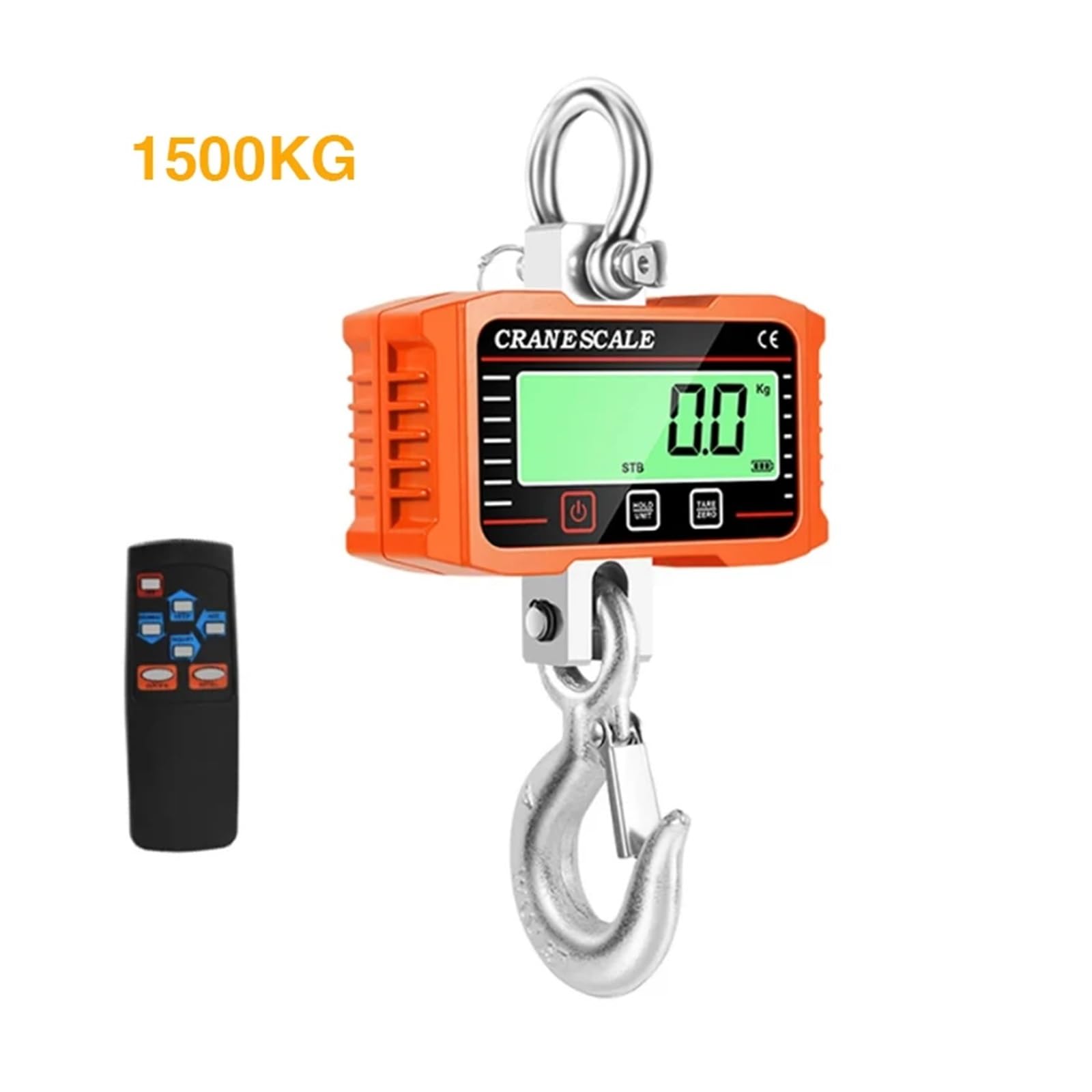 Bilancia digitale sospesa da 1500 kg/2000 kg, gru portatile for impieghi gravosi, gancio industriale con retroilluminazione LCD, bilance con telecomando Funzione potente(1500KG)