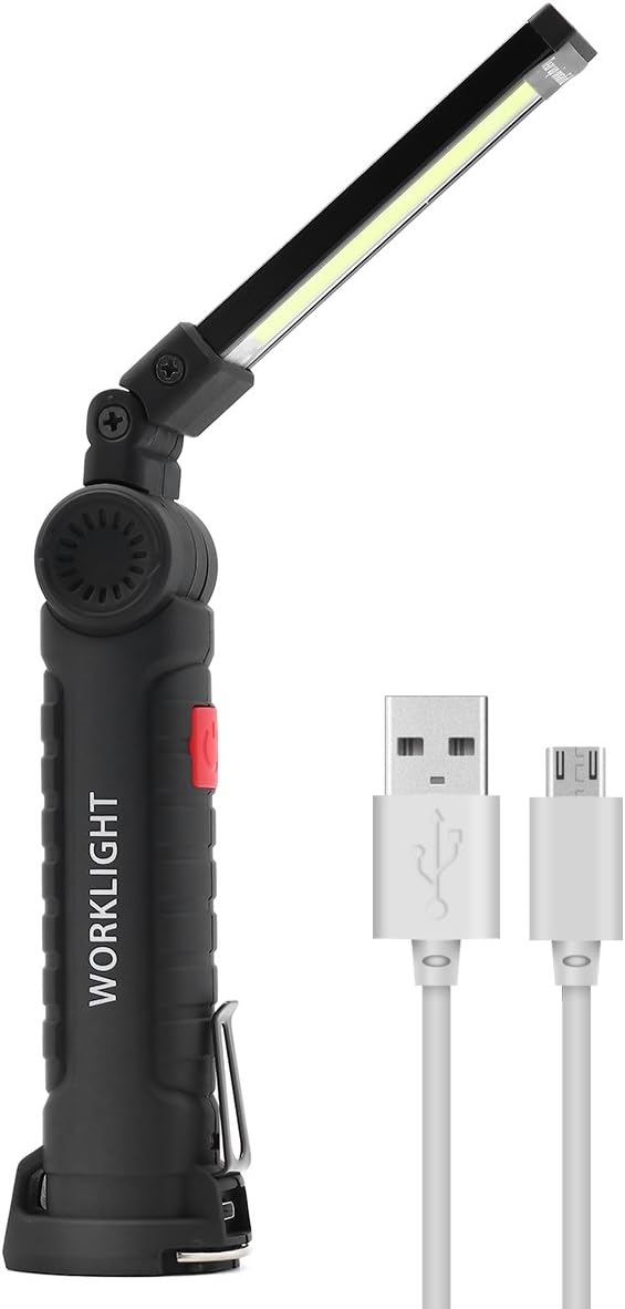 LED Work Light, JIRVY USB Rechargeable Work Lights with Magnetic Base, Cob Folding Flashlight for Repairing, Home, Camping, and Emergency(Small)