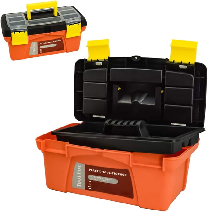 MagDurnus 12.5inch Small Plastic Tool Box,Portable Tray Toolbox