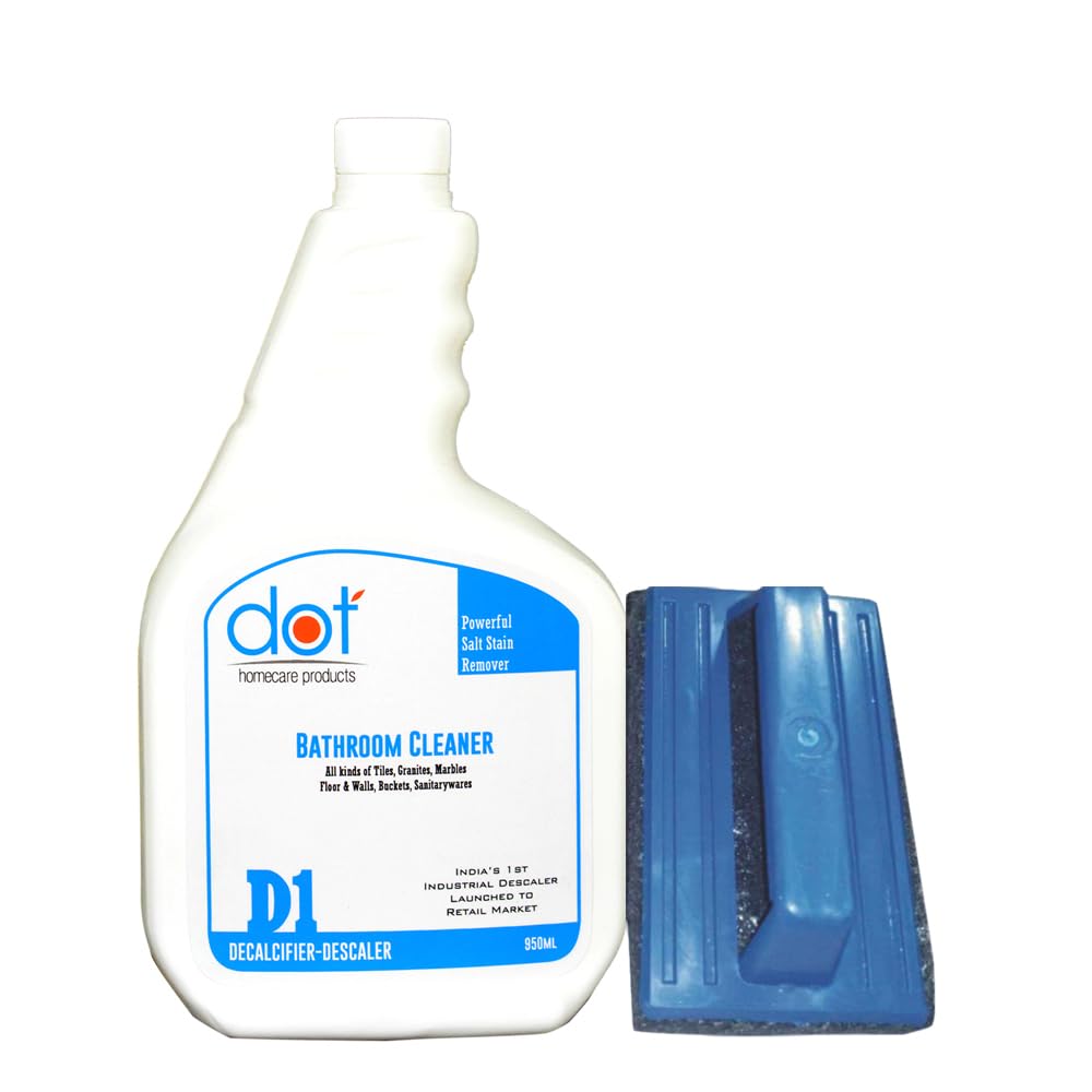 DOT Bathroom Tiles Cleaner Descaler, 750ml, HANDLE Scrubber 1pc, Remove heavy salt stains, hard water marks, lime scale, calcium, soap scum, mold, rust and fungus-Strong Acid with ZERO FUMES & SMELL (B0CQWRTDJN) Amazon Price History, Amazon Price Tracker