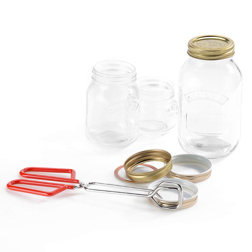 Mise en Conserve Kit Comprend Élévateur, Magnétique Couvercle Bocal Clé,Pinces, Mesureur, Maison Fournitures, Essentiels Coffret, 6 Pièce Ensemble(Rouge)