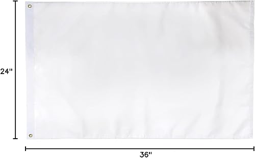 Miniatura 5 de Banderas blancas sólidas de 2 x 3 pies, banderas de nailon en blanco 210D, bandera de bricolaje, doble cara resistente para exteriores, colores