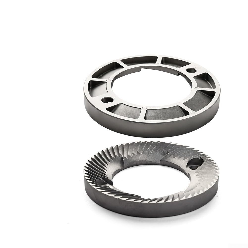 Molinillo de café plano de 64 mm de repuesto de acero inoxidable compatible con mazzer Jolly DF64 E37J, ajustes precisos para café expreso por goteo sobre el hogar para uso barista, plateado, 6,4 x