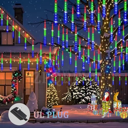 Outdoor Christmas Meteor Shower Lights 16Tube 384LEDs Dripping Icicle Light - image 2