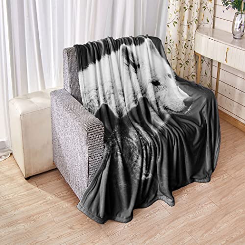 Sxchen Blankets Sofa Bed Throw Lightweight Cozy Blanket Black White Wolves Wolf Animal 60"X80" #TOP3