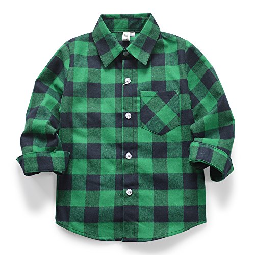 Image of Phorecys Girls' Plaid Flannel Shirt Long Sleeve Button Down Buffalo Checkered Shirt 2T-10 Years