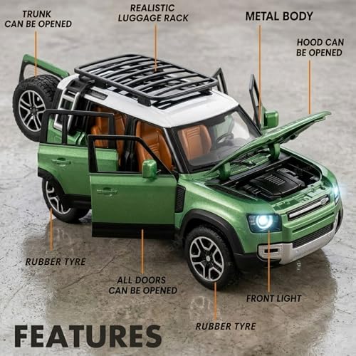 Image of GRAPHENE 1:32 Scale Diecast SUV Pullback Toy Car for Kids Boys Girls 2+Years Metal Miniture Model Openable Doors Light Engine Sound Friction Toy Vehicle Realistic Premium Collectible Gift Toy Cars