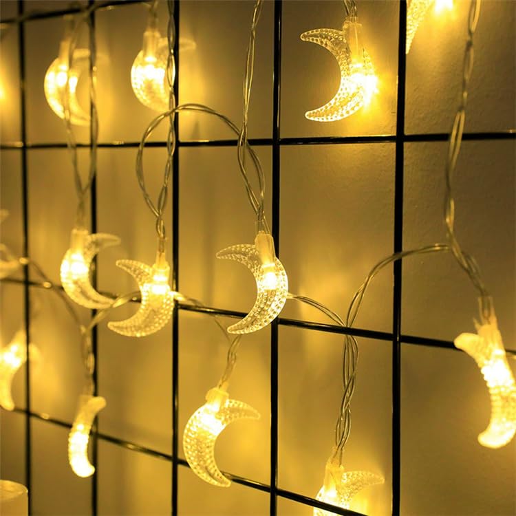 One94Store 16 Half Moon LED Fairy Lights for Room Decoration, Warm White Decorative String Lights for Home, Bedroom, Balcony & Festive Decor, Corner Lights for Diwali, Christmas & Party(3 Meter)
