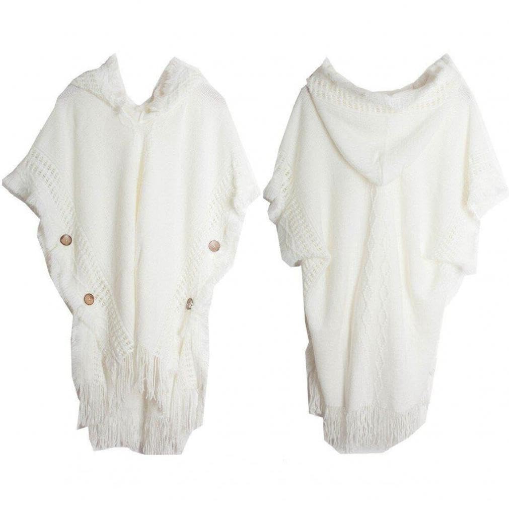 ホワイト フード付き ポンチョ ホワイト フード付き ポンチョ