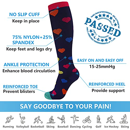 Image of bropite Compression Socks 20-30 mmHg,6 Pairs Knee-High for Running,Nurses | Graduated 20-30mmHg support,better circulation,swelling relief,unisex all-day comfort for pregnancy & activity