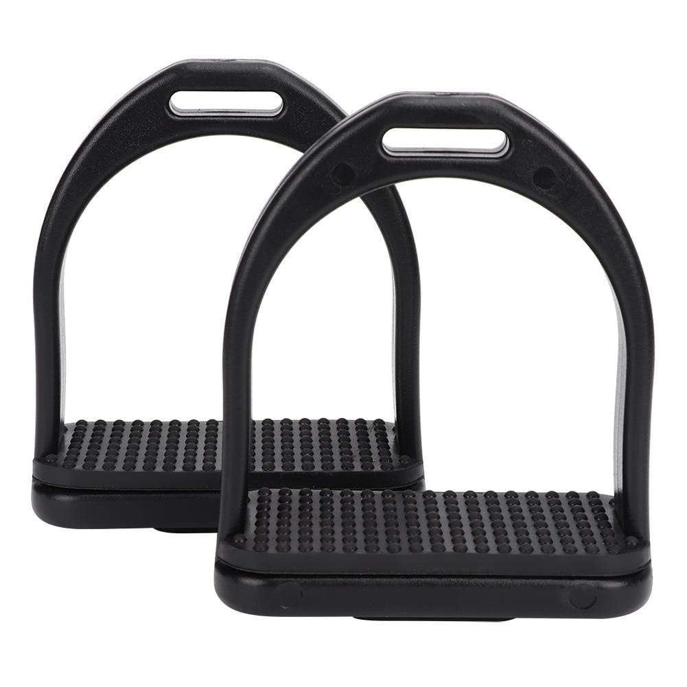 2PCS High Strength Stirrups, Black Engineering Plastics Stirrups with Non slip Rubber Pad Horse Riding Tool Accessories(small)